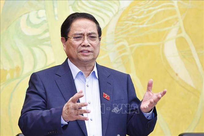 Thủ tướng Phạm Minh Chính, đại biểu Quốc hội TP Cần Thơ phát biểu. Ảnh: Doãn Tấn - TTXVN