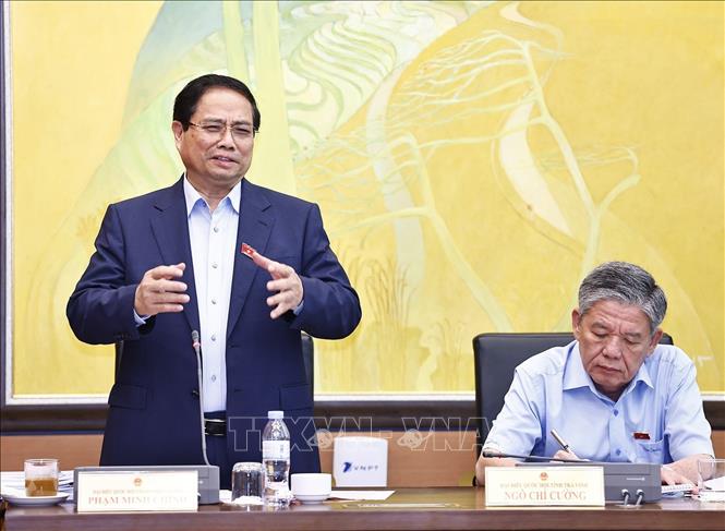 Thủ tướng Phạm Minh Chính, đại biểu Quốc hội TP Cần Thơ phát biểu. Ảnh: Doãn Tấn - TTXVN