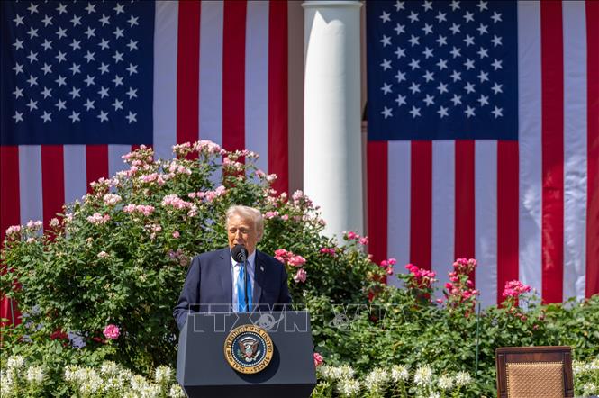 Tổng thống Mỹ Donald Trump phát biểu tại Nhà Trắng, Washington, D.C. Ảnh: THX/TTXVN