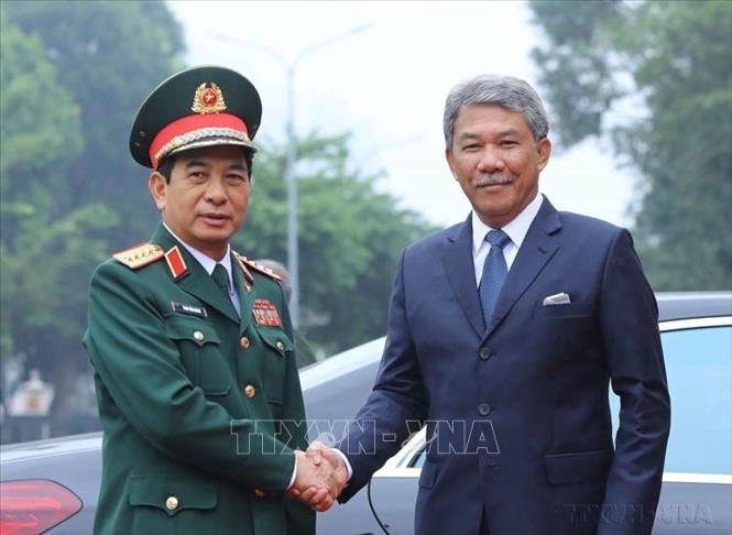  Đại tướng Phan Văn Giang, Bộ trưởng Bộ Quốc phòng chủ trì Lễ đón và hội đàm với Bộ trưởng Bộ Quốc phòng Malaysia Dato’ Seri Utama Haji Mohamad Bin Haji Hasan trong chuyến thăm chính thức Việt Nam từ ngày 3-5/12/2023. Ảnh: An Đăng - TTXVN