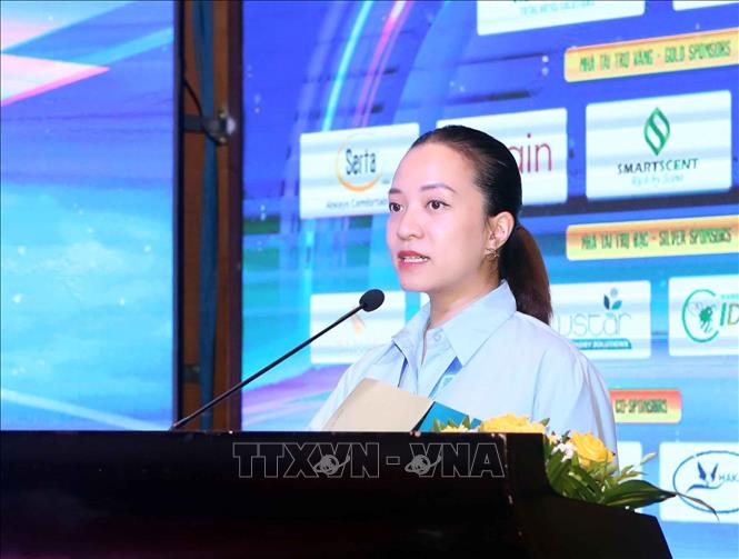 Phó Giám đốc Sở Văn hóa – Thể thao & Du lịch Đà Nẵng bà Nguyễn Thị Hoài An phát biểu tại hội thảo. Ảnh: Trần Lê Lâm - TTXVN 
