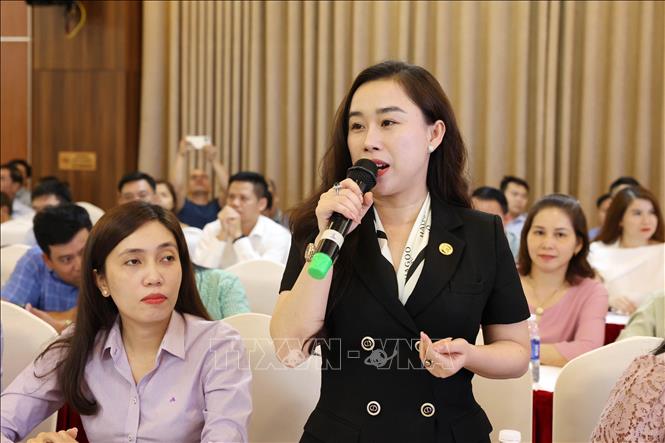 Doanh nghiệp kiến nghị giải pháp khắc phục bất cập trong xuất khẩu sầu riêng tại hội nghị. Ảnh: Hoài Thu – TTXVN 