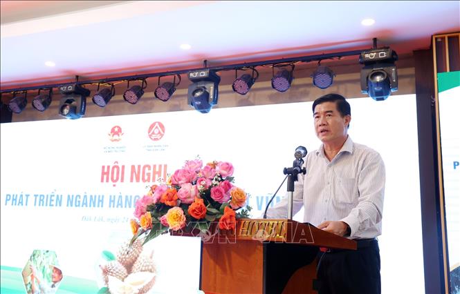Quyền Chủ tịch UBND tỉnh Đắk Lắk Nguyễn Thiên Văn phát biểu tại hội nghị. Ảnh: Hoài Thu – TTXVN 