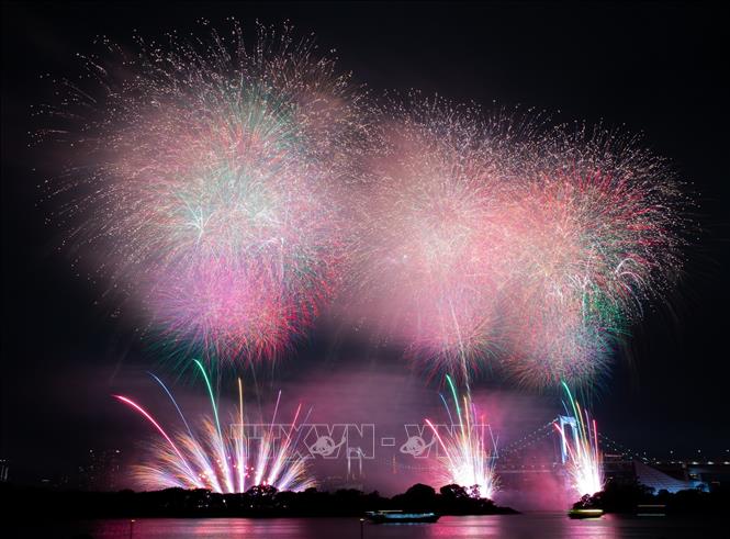 Những loạt pháo hoa ấn tượng tại sự kiện “STAR ISLAND 2025”. Ảnh: Xuân Giao - PV TTXVN tại Nhật Bản