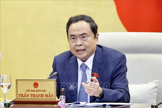 Chủ tịch Quốc hội Trần Thanh Mẫn phát biểu. Ảnh: Doãn Tấn - TTXVN