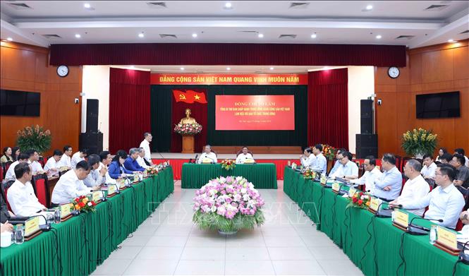 Quang cảnh buổi làm việc của Tổng Bí thư Tô Lâm với Ban Tổ chức Trung ương. Ảnh: Phương Hoa – TTXVN
