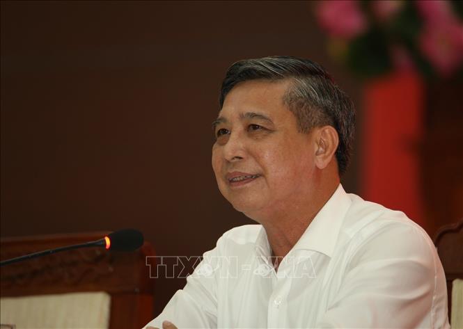 Bí thư Tỉnh ủy, Chủ tịch HĐND tỉnh Hậu Giang Đồng Văn Thanh phát biểu tại buổi đối thoại. Ảnh: Duy Khương - TTXVN 