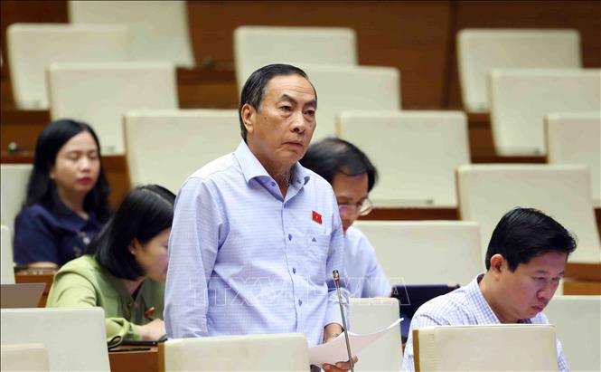 Đại biểu Quốc hội tỉnh Đồng Tháp Phạm Văn Hòa phát biểu. Ảnh: Phạm Kiên - TTXVN