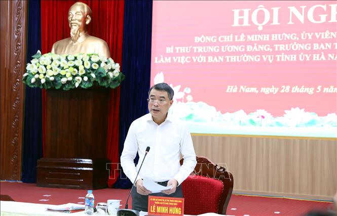 Đồng chí Lê Minh Hưng, Ủy viên Bộ Chính trị, Bí thư Trung ương Đảng, Trưởng Ban Tổ chức Trung ương phát biểu kết luận tại hội nghị. Ảnh: Đại Nghĩa - TTXVN