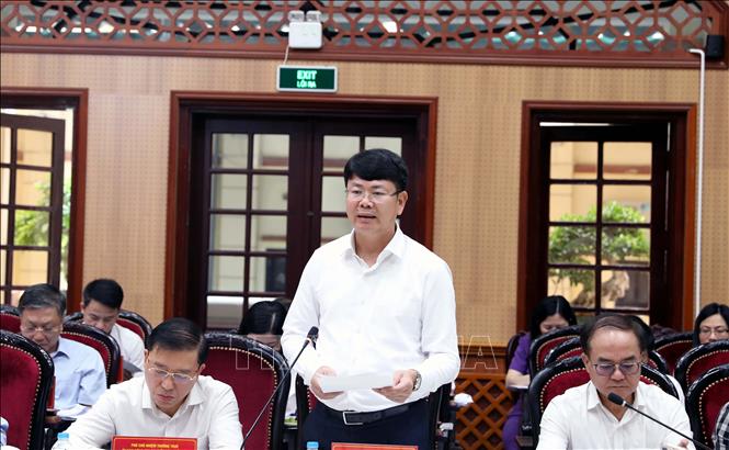 Thứ trưởng Bộ Tư pháp Nguyễn Thanh Tịnh phát biểu tại hội nghị. Ảnh: Đại Nghĩa - TTXVN