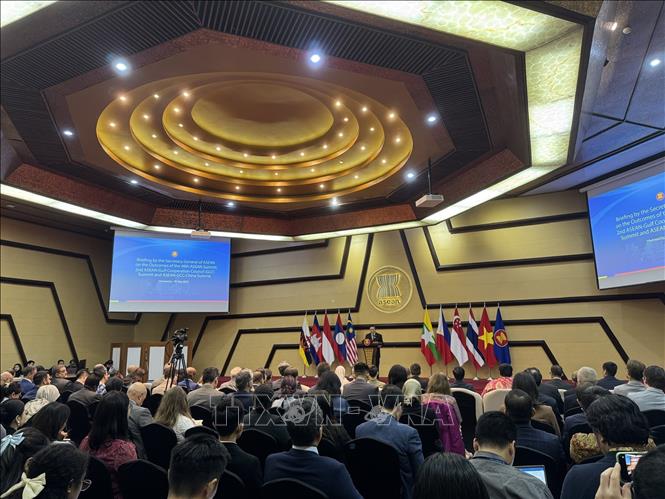 Quang cảnh cuộc họp tại trụ sở Ban Thư ký ASEAN. Ảnh: Đỗ Quyên – PV TTXVN tại Indonesia