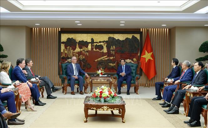 Thủ tướng Phạm Minh Chính tiếp Đoàn Nghị sĩ lưỡng đảng Hạ viện Hoa Kỳ. Ảnh: Dương Giang-TTXVN