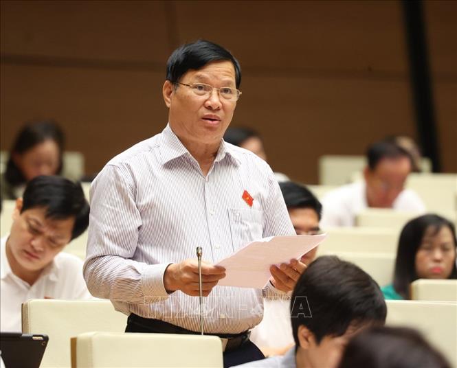 Đại biểu Quốc hội tỉnh Vĩnh Phúc Trần Văn Tiến phát biểu. Ảnh: Văn Điệp - TTXVN
