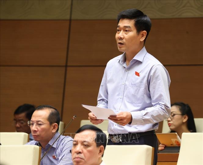 Đại biểu Quốc hội tỉnh Thanh Hóa Lê Thanh Hoàn phát biểu. Ảnh: Văn Điệp - TTXVN