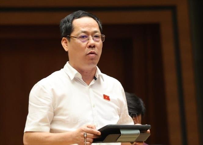 Đại biểu Quốc hội tỉnh Nghệ An Trần Nhật Minh phát biểu. Ảnh: Văn Điệp - TTXVN