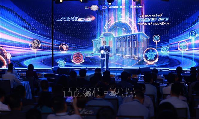 Sự kiện“Chuyển đổi số ngành Ngân hàng năm 2025”. Ảnh: Dương Giang-TTXVN
