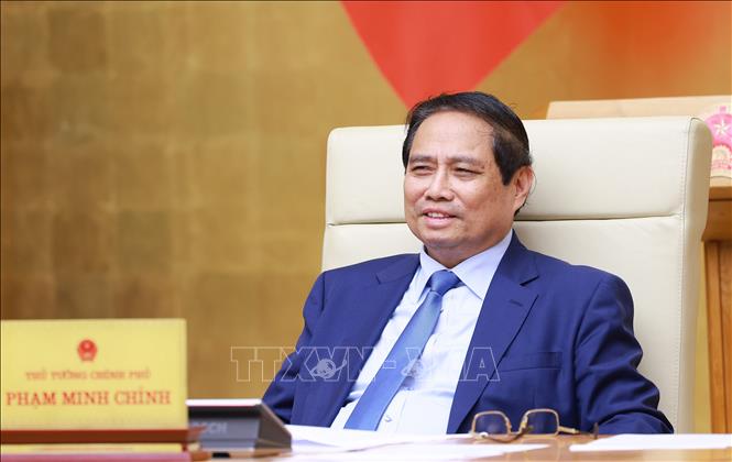 Thủ tướng Phạm Minh Chính chủ trì Phiên họp Chính phủ về tình hình phân cấp, phân quyền. Ảnh: Dương Giang-TTXVN
