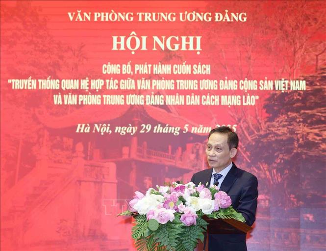 Đồng chí Lê Hoài Trung, Bí thư Trung ương Đảng, Chánh Văn phòng Trung ương Đảng phát biểu tại hội nghị. Ảnh: Phương Hoa – TTXVN