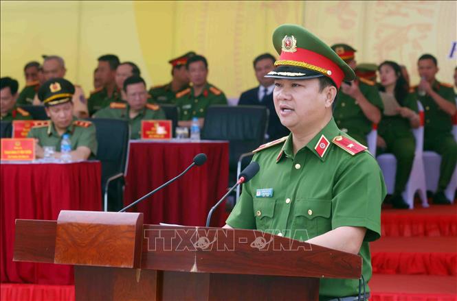 Thiếu tướng Dương Đức Hải, Phó Giám đốc Công an thành phố Hà Nội phát biểu. Ảnh: Phạm Kiên - TTXVN