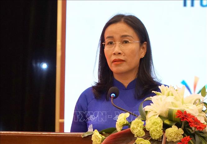 Phó Chủ tịch UBND thành phố Đà Nẵng Nguyễn Thị Anh Thi phát biểu khai mạc Diễn đàn. Ảnh: Quốc Dũng - TTXVN