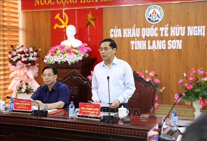 Phó Thủ tướng Bùi Thanh Sơn phát biểu chỉ đạo tại cuộc làm việc. Ảnh: Quang Duy - TTXVN