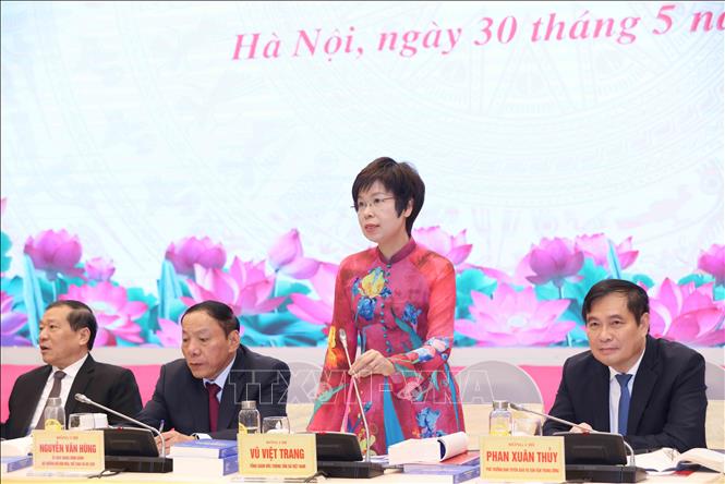 Đồng chí Vũ Việt Trang, Tổng Giám đốc TTXVN tham gia điều hành hội thảo. Ảnh: Phương Hoa - TTXVN