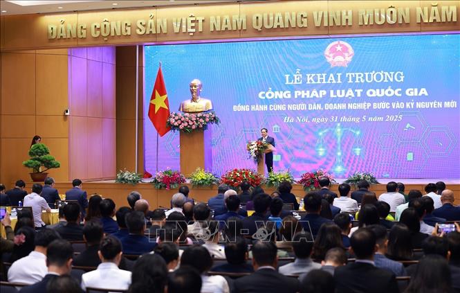 Lễ khai trương Cổng pháp luật quốc gia. Ảnh: Dương Giang-TTXVN
