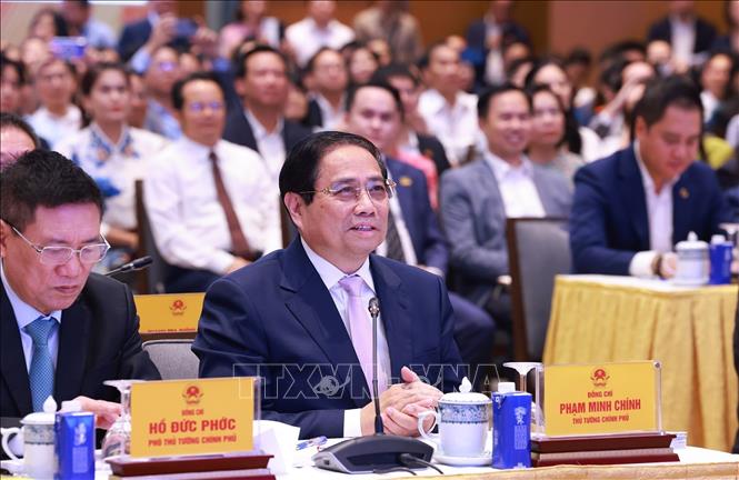 Thủ tướng Phạm Minh Chính dự Lễ khai trương Cổng pháp luật quốc gia. Ảnh: Dương Giang-TTXVN
