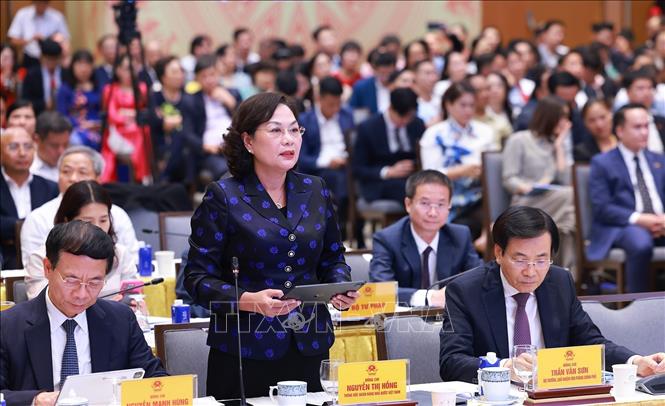 Thống đốc Ngân hàng Nhà nước Việt Nam Nguyễn Thị Hồng phát biểu. Ảnh: Dương Giang-TTXVN