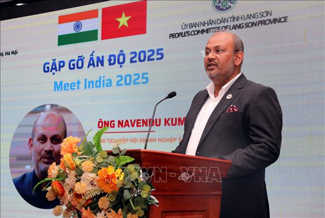 Ông Navendu Kumar, Chủ tịch Hiệp hội Doanh nghiệp Ấn Độ tại Việt Nam cam kết hỗ trợ các doanh nghiệp tìm kiếm cơ hội hợp tác, đầu tư. Ảnh: Văn Đạt - TTXVN