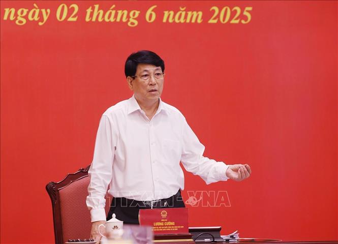 Chủ tịch nước Lương Cường phát biểu chỉ đạo. Ảnh: Lâm Khánh - TTXVN