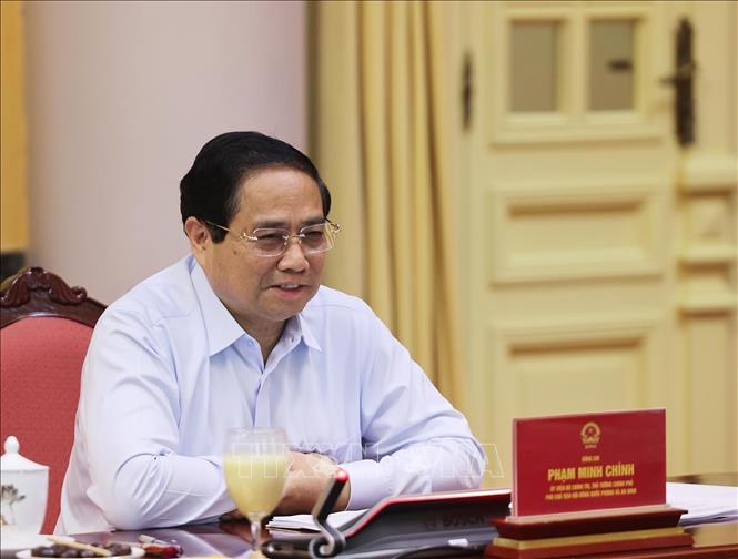 Thủ tướng Phạm Minh Chính, Phó Chủ tịch Hội đồng Quốc phòng và An ninh phát biểu. Ảnh: Lâm Khánh - TTXVN