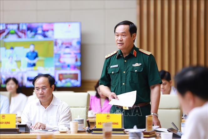 Thượng tướng Vũ Hải Sản, Thứ trưởng Bộ Quốc phòng phát biểu. Ảnh: Dương Giang-TTXVN 