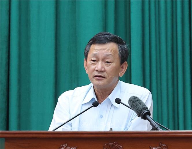 Bí thư Tỉnh uỷ Kon Tum Dương Văn Trang phát biểu. Ảnh: Thống Nhất - TTXVN