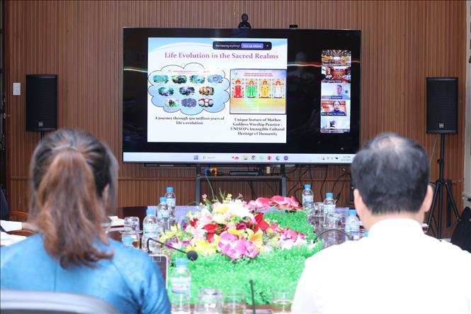 Lễ trao Bằng trực tuyến công nhận Công viên địa chất Toàn cầu UNESCO Lạng Sơn tại điểm cầu Trung tâm Xúc tiến Đầu tư, Thương mại và Du lịch tỉnh Lạng Sơn. Ảnh: Anh Tuấn – TTXVN