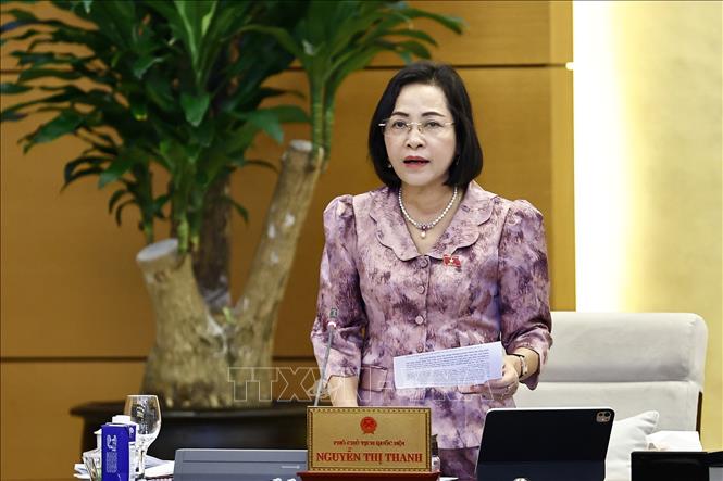 Phó Chủ tịch Quốc hội Nguyễn Thị Thanh phát biểu. Ảnh: Doãn Tấn - TTXVN