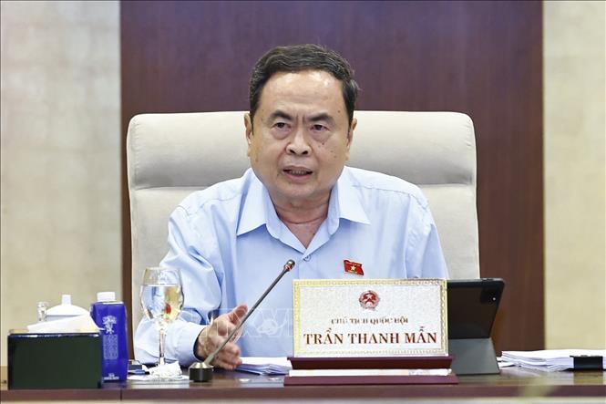 Chủ tịch Quốc hội Trần Thanh Mẫn phát biểu. Ảnh: Doãn Tấn - TTXVN