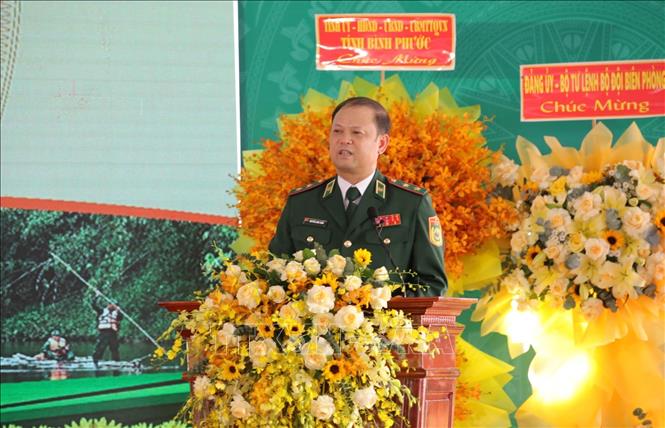 Trung tướng Nguyễn Anh Tuấn, Bí thư Đảng ủy, Chính ủy Bộ đội Biên phòng, phát biểu tại buổi lễ. Ảnh: Đậu Tất Thành – TTXVN.