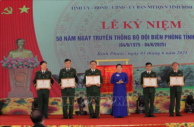 Các tập thể, cá nhân thuộc Bộ đội Biên phòng tỉnh được UBND tỉnh tuyên dương, khen thưởng. Ảnh: Đậu Tất Thành – TTXVN.
