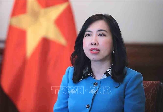 Thứ trưởng Bộ Ngoại giao Lê Thị Thu Hằng trả lời các cơ quan báo chí. Ảnh: An Đăng - TTXVN