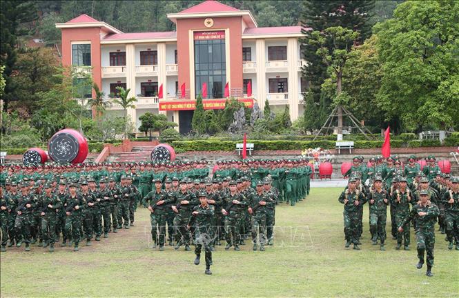 Toàn cảnh lễ tuyên thệ chiến sĩ mới của Lữ đoàn 113 đặc công. Ảnh: Trọng Đức - TTXVN