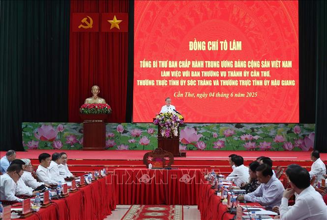 Tổng Bí thư Tô Lâm phát biểu tại buổi làm việc. Ảnh: Thống Nhất – TTXVN