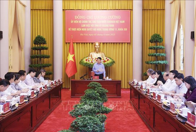 Chủ tịch nước Lương Cường phát biểu chỉ đạo. Ảnh: Lâm Khánh - TTXVN