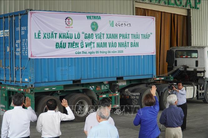 500 tonnes of Vietnam’s low-carbon footprint rice set sail for Japan. VNA Photo: Thu Hiền