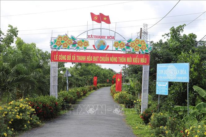 Đường làng ngõ xóm xã Thanh Hoà xanh – sạch – đẹp và ngày càng hiện đại. Ảnh: Minh Trí - TTXVN