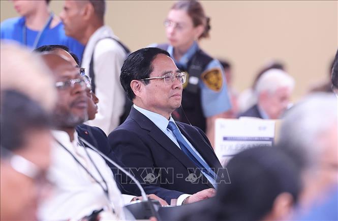 Thủ tướng Phạm Minh Chính dự Phiên khai mạc Hội nghị Đại dương Liên hợp quốc lần thứ 3 (UNOC 3) tại thành phố Nice, Cộng hoà Pháp. Ảnh: Dương Giang-TTXVN 

