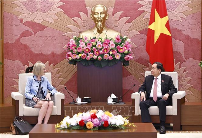 Chủ tịch Quốc hội Trần Thanh Mẫn tiếp Đại sứ Australia tại Việt Nam Gillian Bird. Ảnh: Doãn Tấn - TTXVN