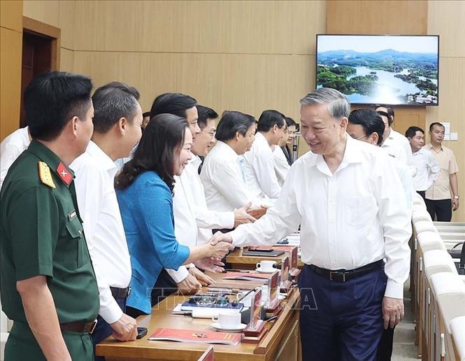 Tổng Bí thư Tô Lâm và các đại biểu. Ảnh: Thống Nhất -TTXVN