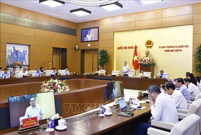 Chủ tịch Quốc hội Trần Thanh Mẫn phát biểu bế mạc phiên họp. Ảnh: Doãn Tấn - TTXVN