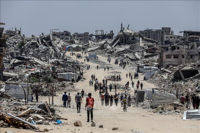 Cảnh tàn phá do xung đột tại Beit Lahia, Dải Gaza. Ảnh: THX/TTXVN